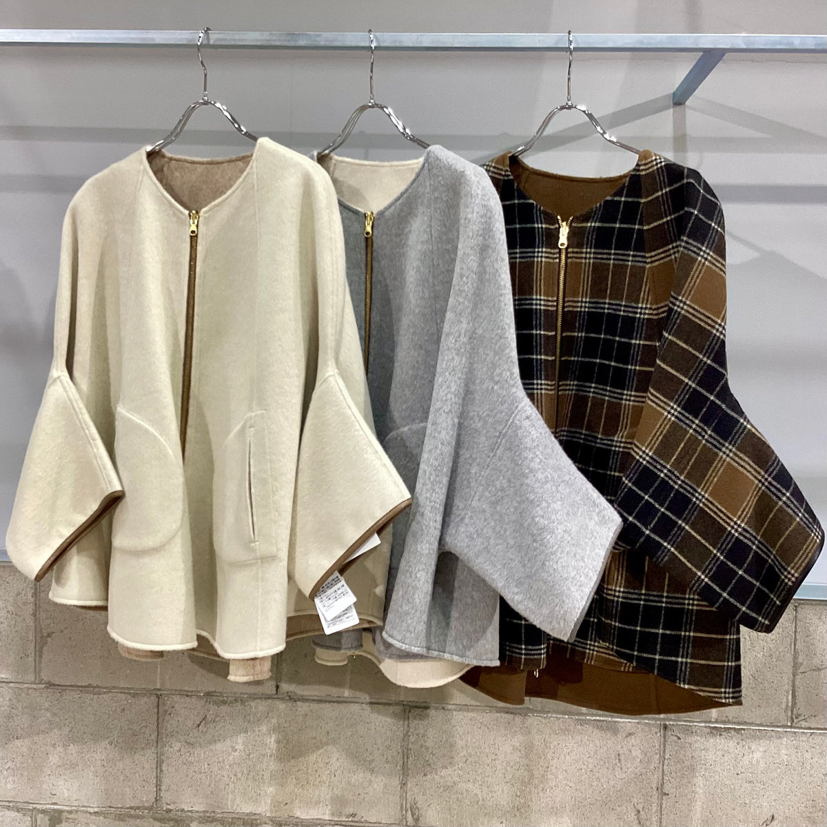 RISLEY/リズレイ Reversible wool poncho coat(リバーシブルウール