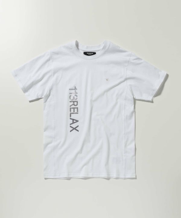1PIU1UGUALE3 RELAX/ウノピゥウノウグァーレトレ　ラインストーングラデーションロゴ半袖Tシャツ