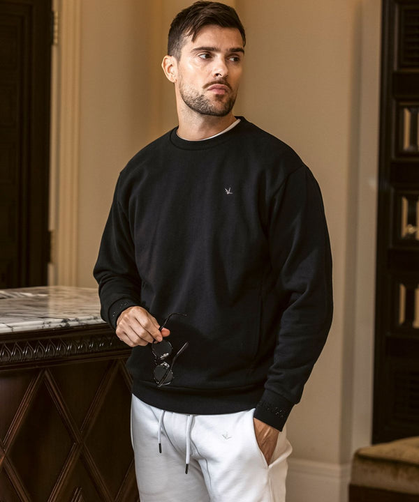 ウノピゥウノウグァーレトレリラックス　ラインストーンカフスウェットクルーネックプルオーバー