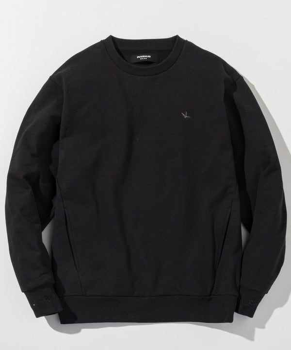 ウノピゥウノウグァーレトレリラックス　ラインストーンカフスウェットクルーネックプルオーバー