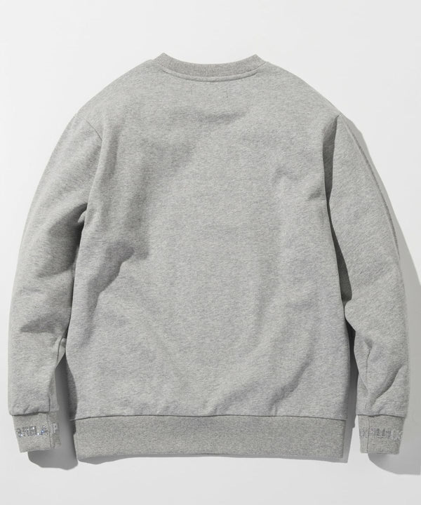 ウノピゥウノウグァーレトレリラックス　ラインストーンカフスウェットクルーネックプルオーバー