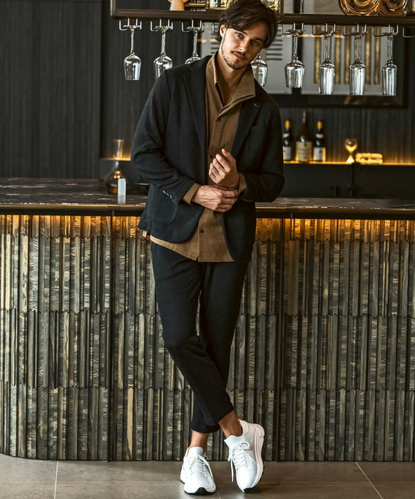 ウノピゥウノウグァーレトレリラックス　ブラックジャガードスラックス