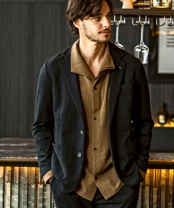 ウノピゥウノウグァーレトレリラックス　ブラックジャガードジャケット