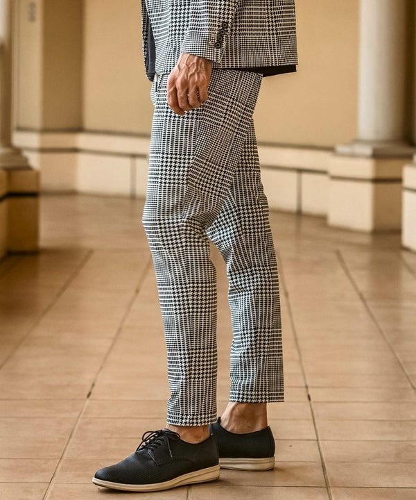 ウノピゥウノウグァーレトレリラックス　接触冷感グレンチェックナイロンスラックス