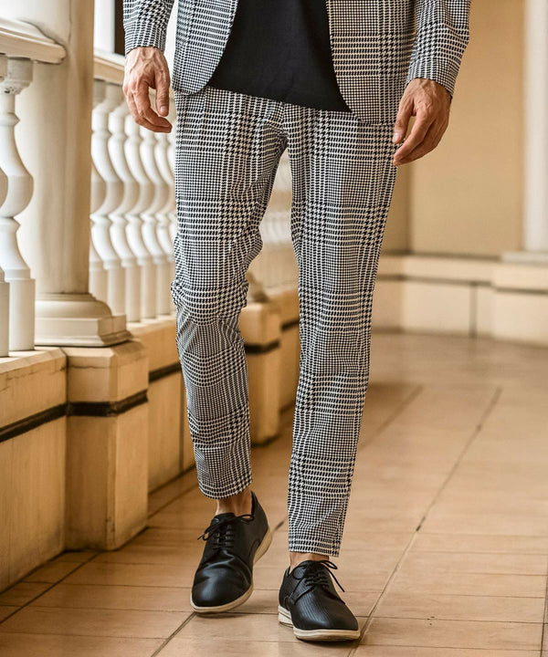 ウノピゥウノウグァーレトレリラックス　接触冷感グレンチェックナイロンスラックス