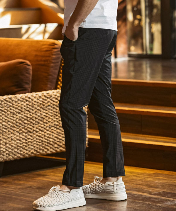 ウノピゥウノウグァーレトレリラックス　接触冷感グレンチェックナイロンスラックス