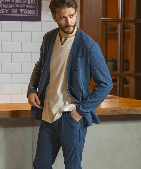 ウノピゥウノウグァーレトレリラックス　リネンブレンドジャガードスラックス