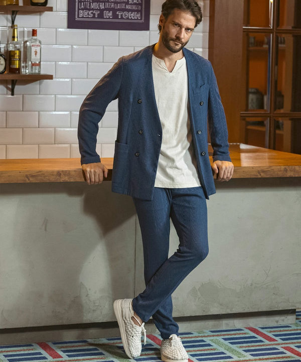 ウノピゥウノウグァーレトレリラックス　リネンブレンドジャガードスラックス