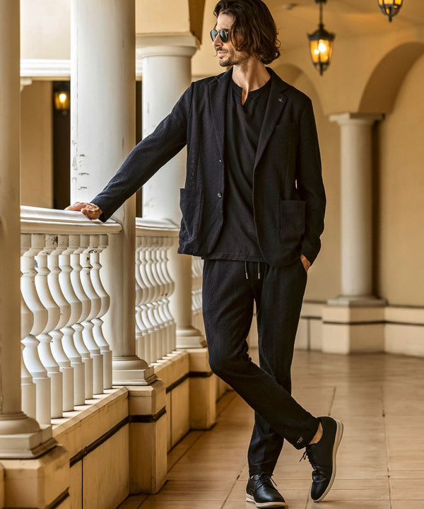 ウノピゥウノウグァーレトレリラックス　リネンブレンドジャガードスラックス