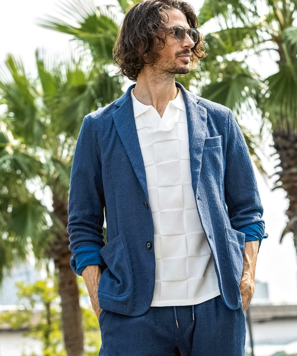 ウノピゥウノウグァーレトレリラックス　リネンブレンドジャガードジャケット