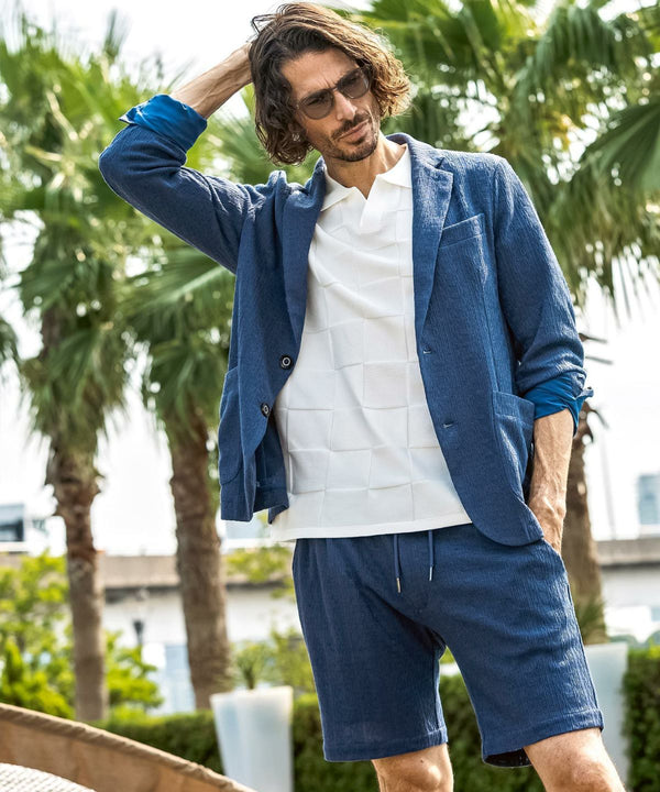 ウノピゥウノウグァーレトレリラックス　リネンブレンドジャガードジャケット