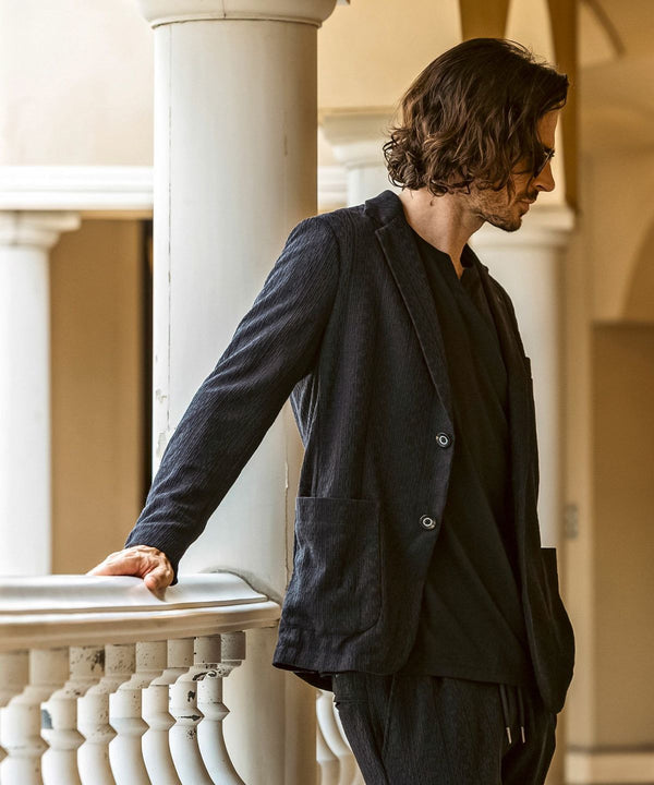 ウノピゥウノウグァーレトレリラックス　リネンブレンドジャガードジャケット