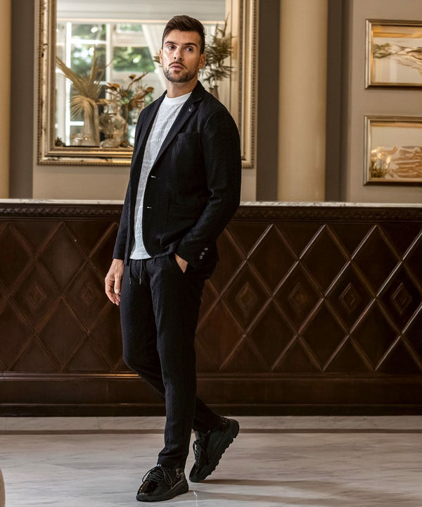 ウノピゥウノウグァーレトレリラックス　リネンブレンドジャガードジャケット