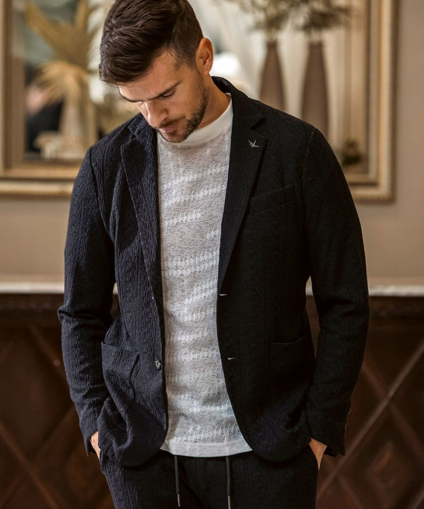 ウノピゥウノウグァーレトレリラックス　リネンブレンドジャガードジャケット