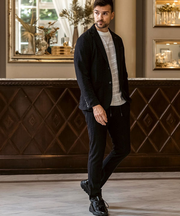 ウノピゥウノウグァーレトレリラックス　リネンブレンドジャガードジャケット