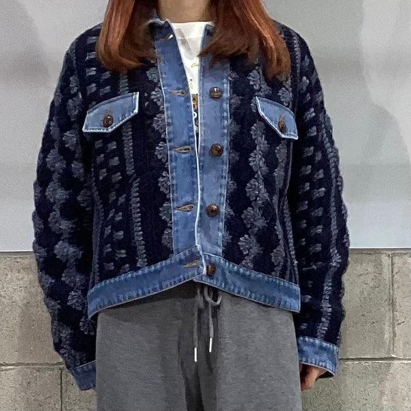 DOUBLE STANDARD CLOTHING ダブルスタンダードクロージング　DSC / デニムコンビハンドニットジャケット