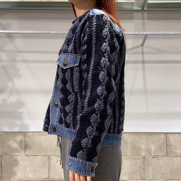 DOUBLE STANDARD CLOTHING ダブルスタンダードクロージング　DSC / デニムコンビハンドニットジャケット