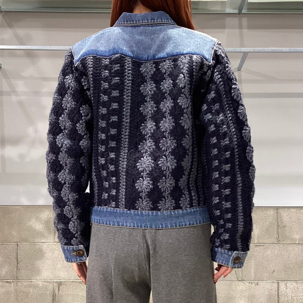DOUBLE STANDARD CLOTHING ダブルスタンダードクロージング　DSC / デニムコンビハンドニットジャケット