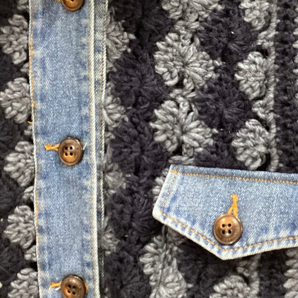 DOUBLE STANDARD CLOTHING ダブルスタンダードクロージング　DSC / デニムコンビハンドニットジャケット