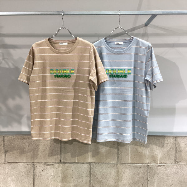 DOUBLE STANDARD CLOTHING ダブルスタンダードクロージング　DSC / マルチボーダー ロゴ刺繍Tシャツ