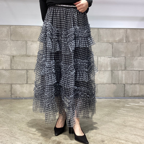 DOUBLE STANDARD CLOTHING ダブルスタンダードクロージング　ギンガムチュールティアードスカート