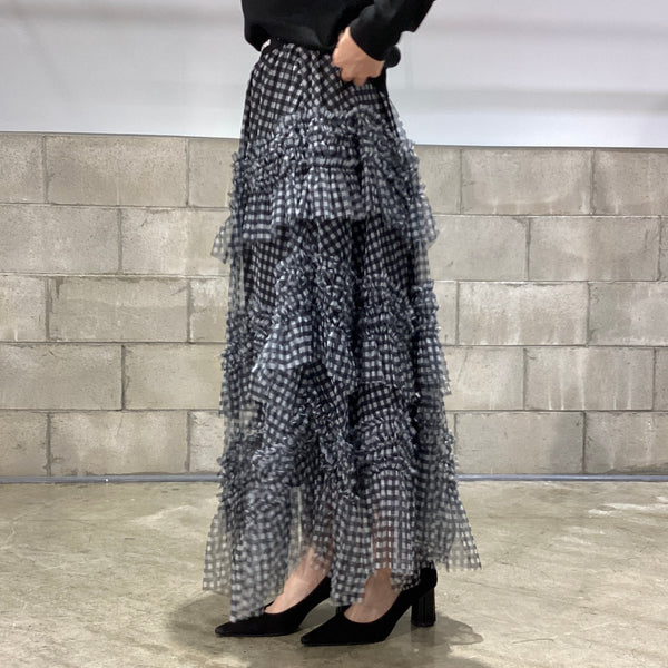 DOUBLE STANDARD CLOTHING ダブルスタンダードクロージング　ギンガムチュールティアードスカート