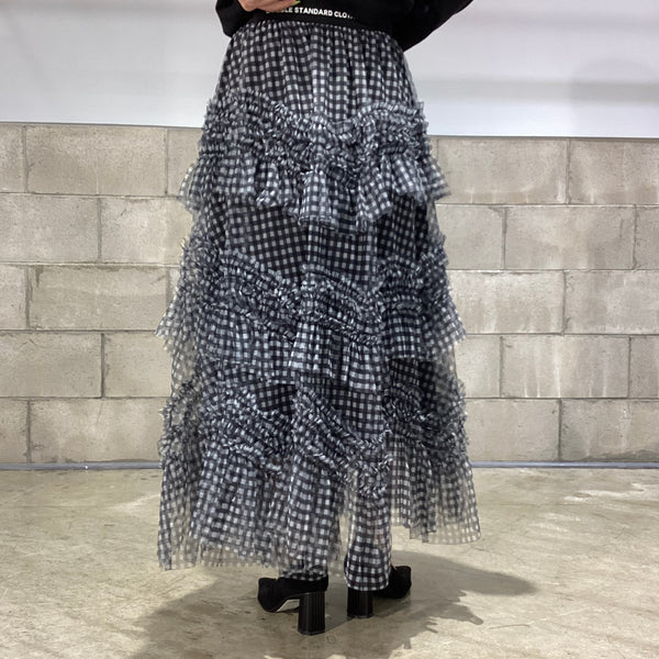 DOUBLE STANDARD CLOTHING ダブルスタンダードクロージング　ギンガムチュールティアードスカート