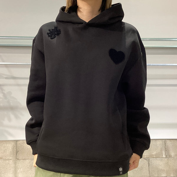 DOUBLE STANDARD CLOTHING ダブルスタンダードクロージング　DSC / ハート刺繍ダンボールニットフーディ