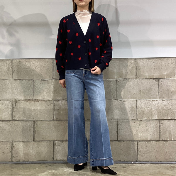 MARGAUX VINTAGE/マルゴーヴィンテージ　ハート柄Vネックカーディガン