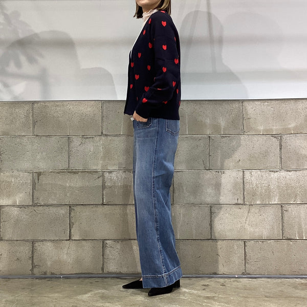 MARGAUX VINTAGE/マルゴーヴィンテージ　ハート柄Vネックカーディガン