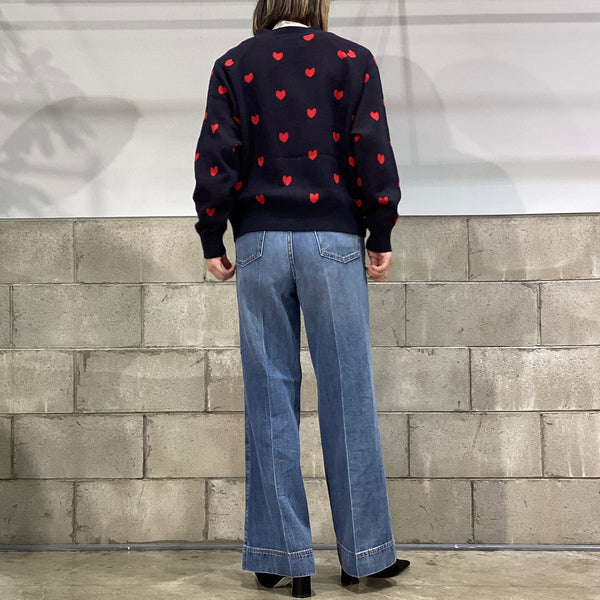 MARGAUX VINTAGE/マルゴーヴィンテージ　ハート柄Vネックカーディガン