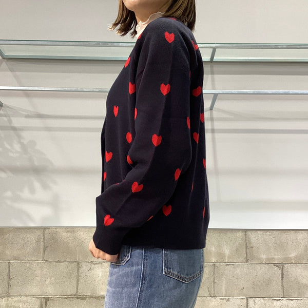 MARGAUX VINTAGE/マルゴーヴィンテージ　ハート柄Vネックカーディガン