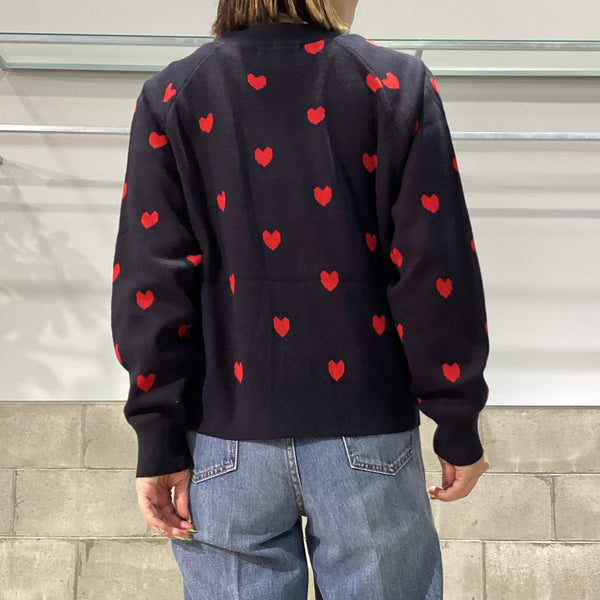 MARGAUX VINTAGE/マルゴーヴィンテージ　ハート柄Vネックカーディガン