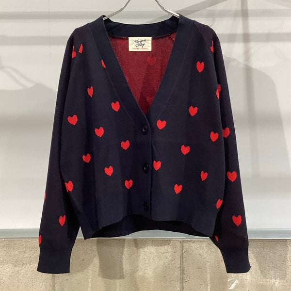 MARGAUX VINTAGE/マルゴーヴィンテージ　ハート柄Vネックカーディガン